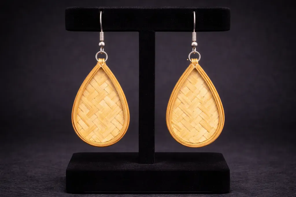 Earring  bamboo weaved