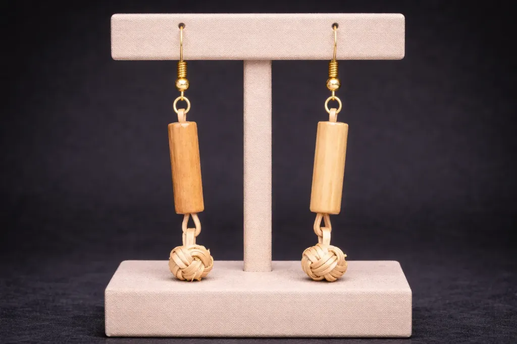 Cylindrical coned bamboo earring