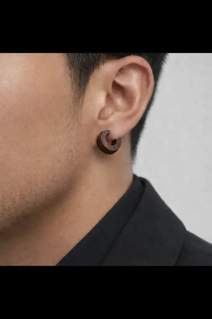 Black striped earring