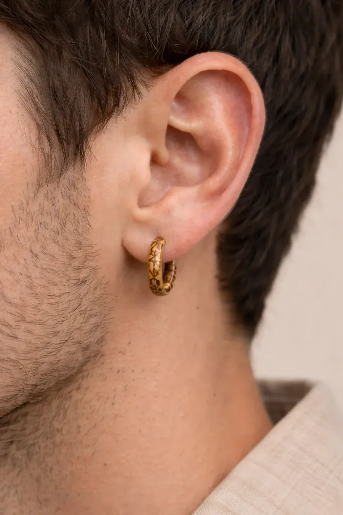 Mens designed brown earrings