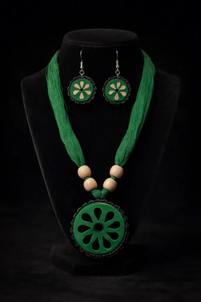 Vintage green bound necklace
